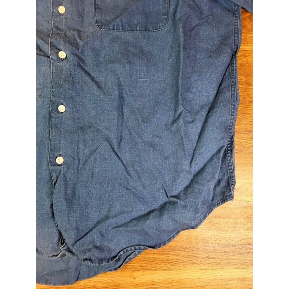Vintage L Magnin 100% Irish Linen S/S Mens Button Up Blue Large‎ - Picture 2 of 3